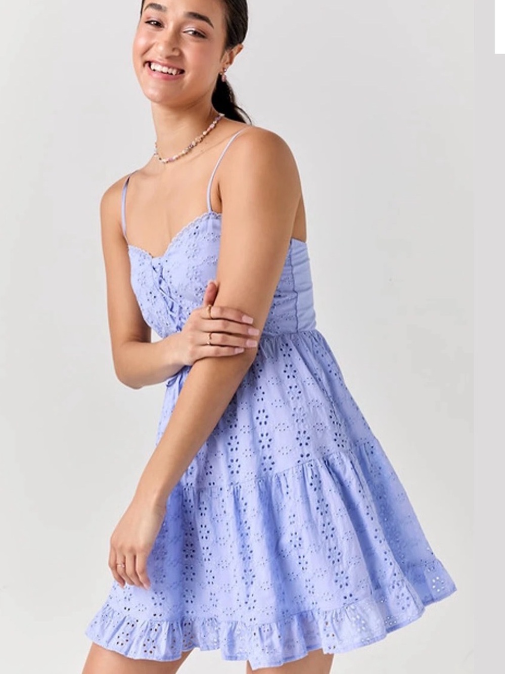 Marta Tie Front Eyelet Mini Dress